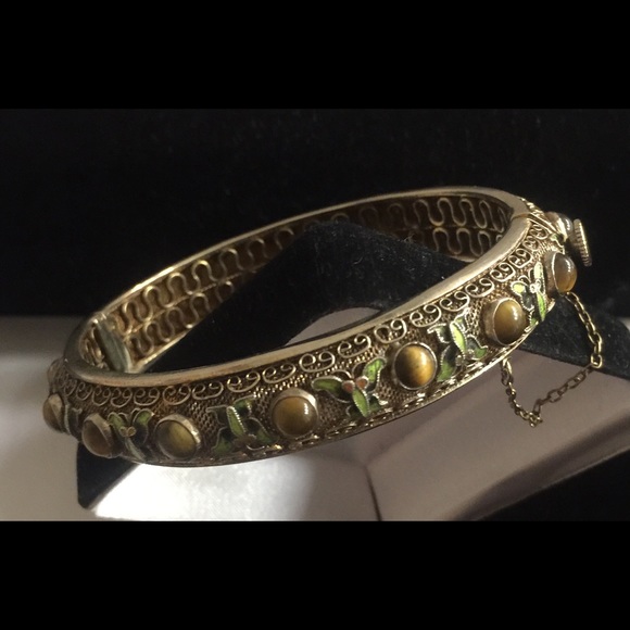 Vintage Asian Sterling Vermeil Filigree Bracelet